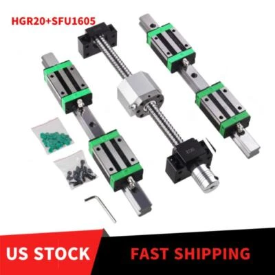 HGR20 Linear Guide Rail HGH20CA Block+ SFU1605 Ball Screw BF12/BK12 Kit CNC 3D - Image 1 of 4