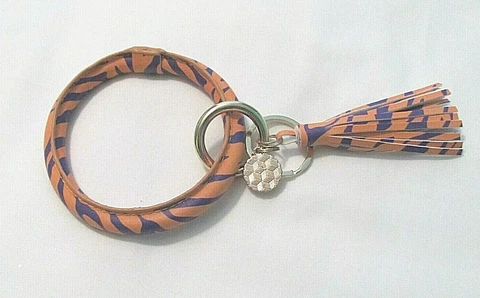 NEW LSU TIGER PRINT KEY RING WITH TASSEL Cover