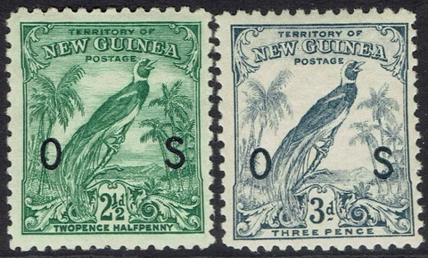 NEW GUINEA 1932 UNDATED BIRD OS 2½D AND 3D */** Cover