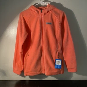 New Girls Columbia Fleece Hooded Jacket XL Extra Large 18 / 20 Orange Coral - Picture 1 of 6