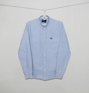 Fred Perry Blue Cotton Oxford Shirt Slim Fit Size M - Picture 1 of 7