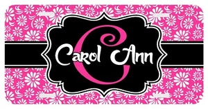 Daisies Pink Personalized Monogrammed License Plate Auto Car Tag - Bild 1 von 12