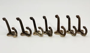Lot 7 Antique Vintage Rustic Cast Iron Wall ACORN School COAT HOOK Hardware 3" - Picture 1 of 20