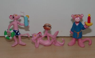Vintage Set Toy 3 x Figures Figurines PINK PANTHER Car auto - BULLY 80's - Image 1 of 4