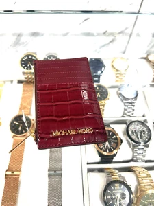 MICHAEL KORS WOMENS TOP ZIP CARD CASE COIN POUCH CARD HOLDER WALLET- OXBLOOD - Picture 1 of 10