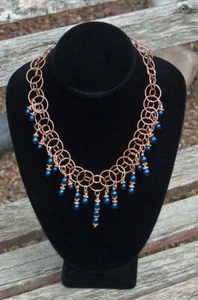Blue Faux Pearl Copper Coated Statement Necklace - Picture 1 of 12