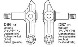 Tamiya Achsschenkel L+R - DT-02 DT-03 #300555059 - Bild 1 von 1
