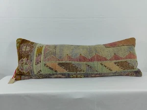 Long Lumbar Pillow Turkish Rug Pillow Decorative Bed Pillow Body Pillow Bench P - Picture 1 of 18