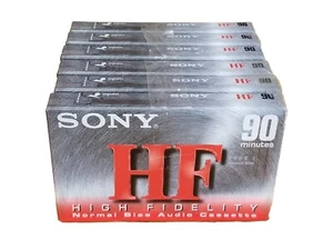 6X SONY HF90 Type 1 Normal Bias 120µs Blank Cassette Tapes NEW OLD STOCK SEALED - Picture 1 of 4