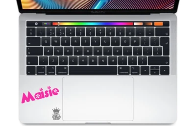 Personalised Name Sticker Flower Font - Laptop Vinyl Decal Mac custom touch pad - Image 1 of 4