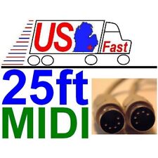 25ft long MIDI Male~M Patch Cable/Cord/Wire 5pin DIN Digital Audio,synthesizer