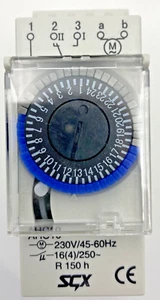 INTERRUTTORE ORARIO TIMER SWITCH RELE OROLOGIO GIORNALIERO MECCANICO 2MODULO DIN - Foto 1 di 2