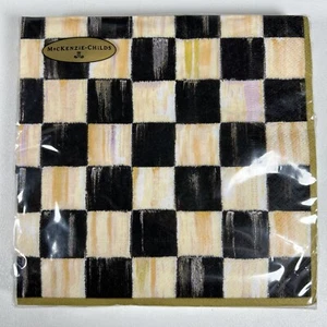 20 servilletas de almuerzo de papel Mackenzie Childs Courtly Check doradas negras (33 cm X33 cm) - Imagen 1 de 5