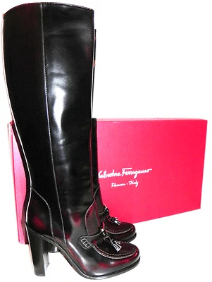 Salvatore Ferragamo Botas Cornel Alto Oxblood Gancini Bit Botines 8.5, $1,175 Foto 1 de 4