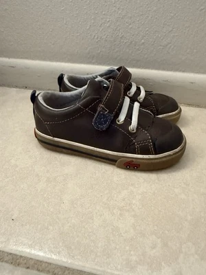 See Kai Run Shoes Kids Boys 8c Brown Leather Car Design Hook Loop Strap Sneakers - Image 1 of 4