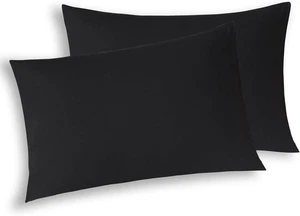 WhatsBedding Queen Jersey Strick Kissenbezüge 2er Set, (20x30), schwarz  - Bild 1 von 7