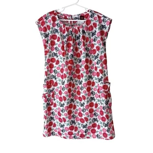 Tea Collection Girls Corduroy Dress. Red, navy and pink floral Size 8 - Picture 1 of 6