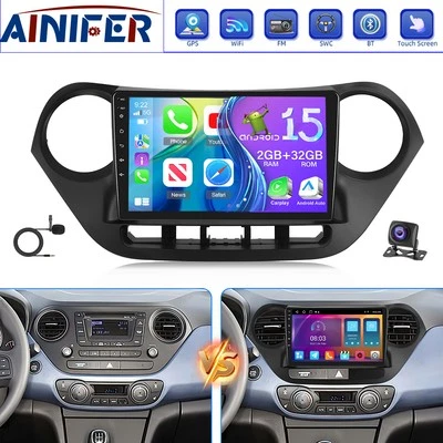 AINIFER Android 15 Autoradio CarPlay für Hyundai i10 II BA IA 2013-2019 GPS Navi Kamera