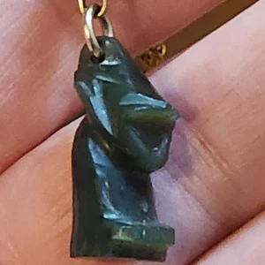 Vintage Carved Black Coral 'Blackamoor' Tribal Head on 12k Gold Filled Chain - Picture 1 of 20