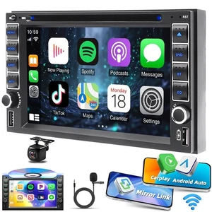 2DIN 6.2" Carplay Android Auto Car Stereo CD DVD MP5 Radio Bluetooth Mirror-link - Picture 1 of 13