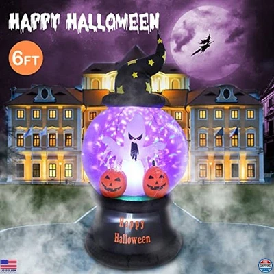 VCUTEKA 6 PIES Inflable Halloween Calabaza y Fantasma con Luces LED - Decoración Inflable Foto 1 de 4