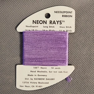 Neon Rays Ribbon Rainbow Gallery Thread Needlepoint Long Stitch 10 Yards Rayon - Picture 1 of 97