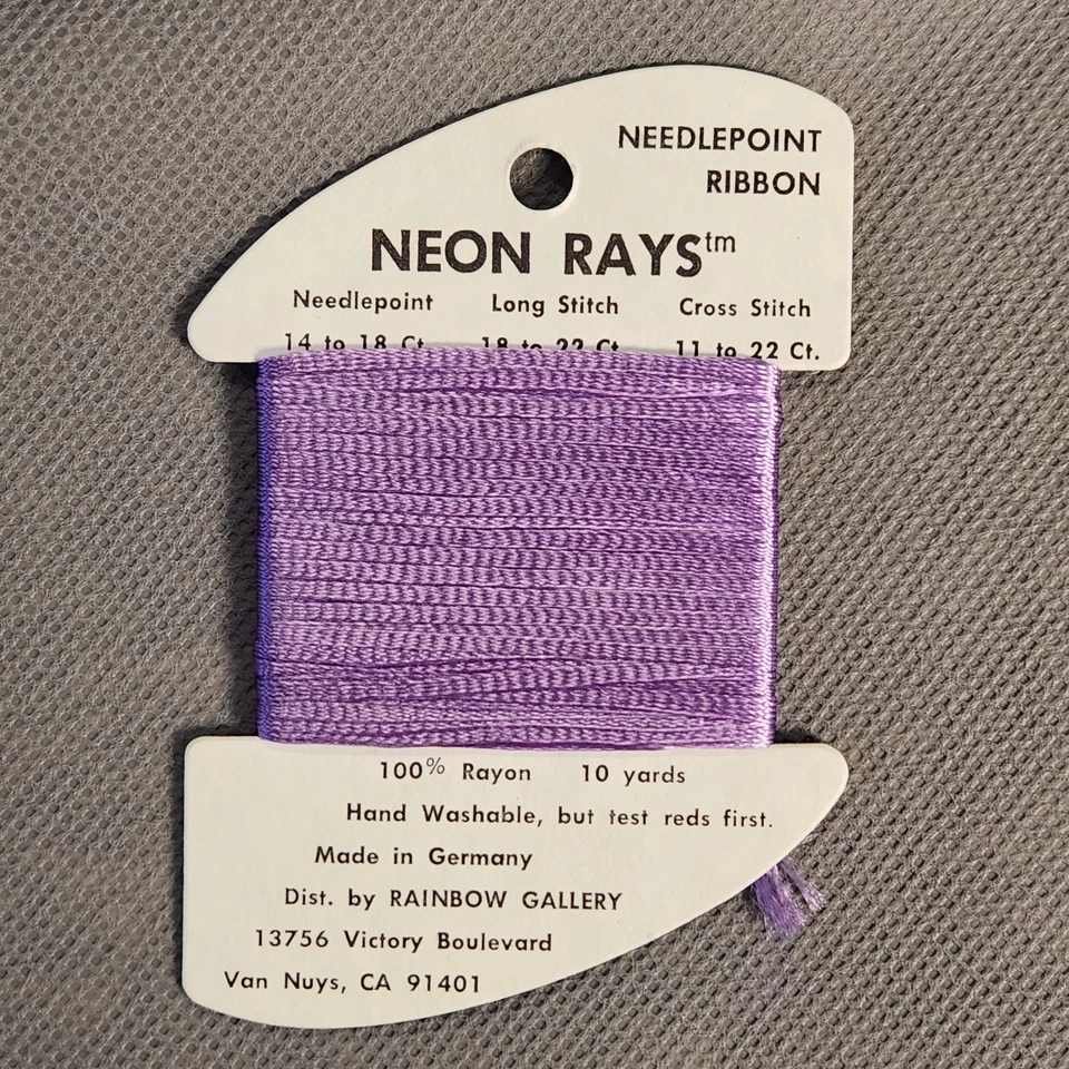 Neon Rays Ribbon Rainbow Gallery Thread Needlepoint Long Stitch 10 Yards Rayon - Image 1 of 1