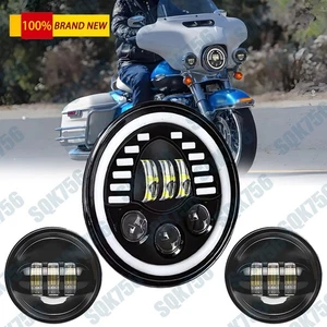 7" LED Headlight DRL Turn Light + 4.5" Fog Light Combo For Harley Electra Glide - Bild 1 von 17
