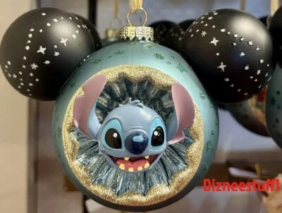 Disney 3-D Stitch Mickey Mouse Icon Blown Glass Ornament NWT - Image 1 of 2