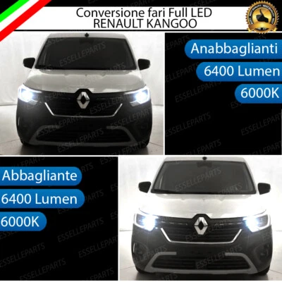 CONVERSIONE FARI A LED RENAULT KANGOO MK3 ANABBAGLIANTI + ABBAGLIANTI 6000K - Immagine 1 di 4