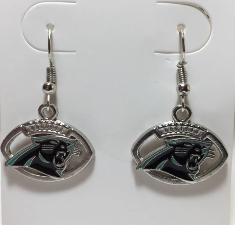 New Carolina Panthers Football Shape Fish Hook Earrings, Gift for Her Mom Cover