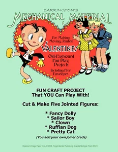 SALE! Mechanical Dolls Valentine, Cut-&-Use, Restored-Reprinted 1930s Paper Toy - Picture 1 of 4