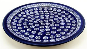 Plato de cena de cerámica polaca 10,75" patrón de remolino de cobalto Zaklady Boleslawiec - Imagen 1 de 3