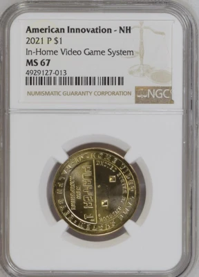 2021-P NGC MS67 New Hampshire Video Game Innovation Dollar $1 (Registry) - Image 1 of 2