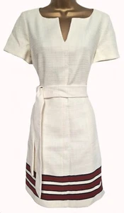 KAREN MILLEN ✩ CLASSIC TWEED STRIPED FIT & FLARE PARTY / COCKTAIL DRESS ✩ UK 14 - Picture 1 of 10