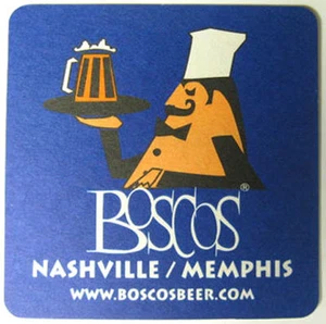 BOSCOS Beer COASTER Mat w/ Chef with Beer Mug Nashville, Memphis, TENNESSEE 2006 - Picture 1 of 2