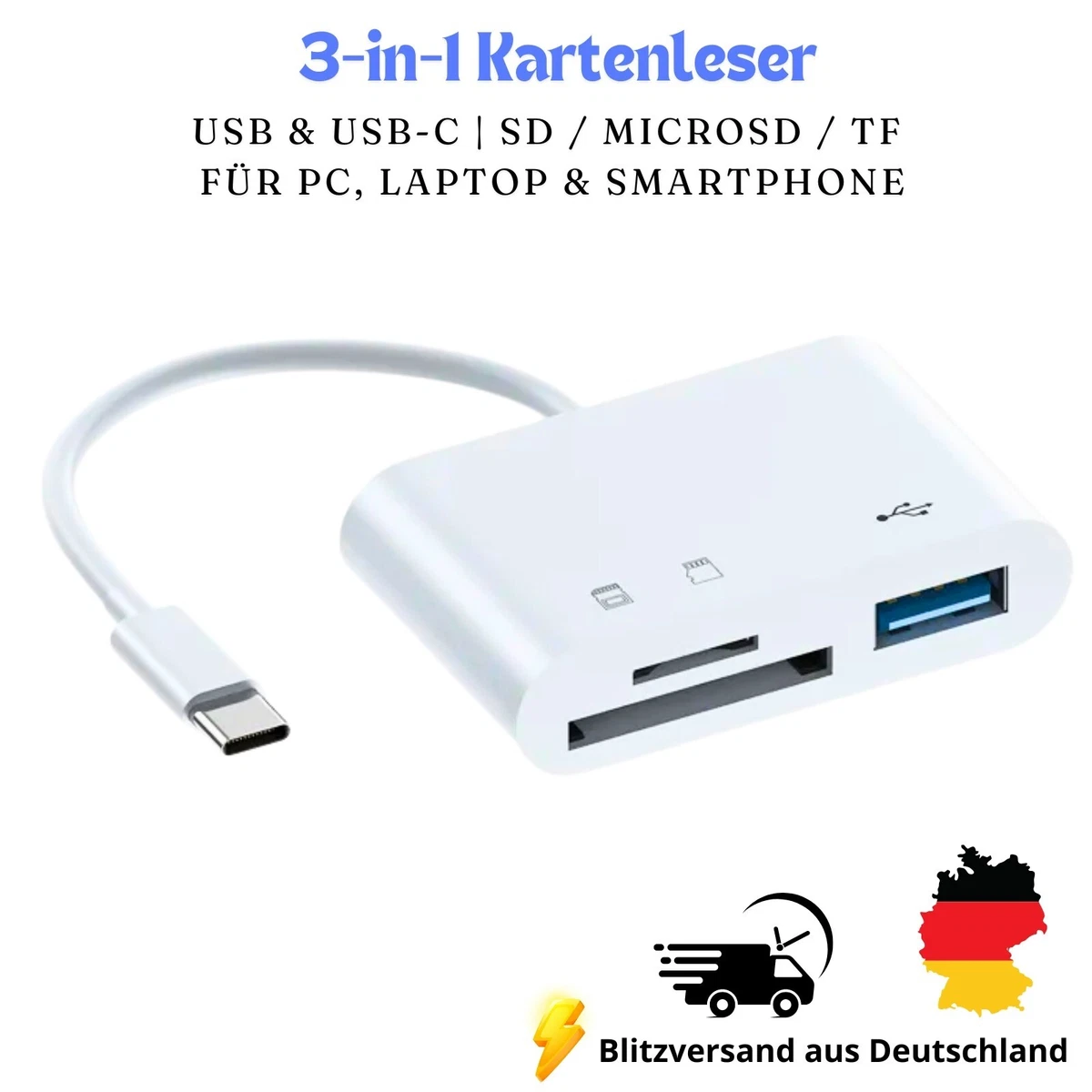 JJC MicroSD Kartenleser Für USB-C Handys – Mit Saugnäpfen, Bis 1 TB, Datenübertragung & Laden Gleichzeitig