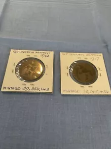 UK Great Britain 1/2 Penny, 1916 & 1917 (Half Penny) - Picture 1 of 6