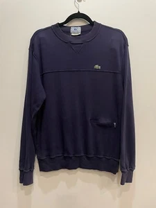 Vintage Men's Lacoste Japan Crew Sweatshirt L Navy Purple Preppy Tennis 90s - Picture 1 of 8