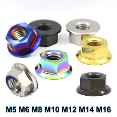 TC4 Titan Sechskantmuttern Flansch Mutter M5/M6/M8/M10/M12/M14/M16 für Motorrad - Bild 1 von 4