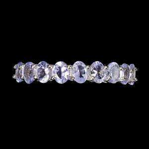 Unheated Oval Blue Tanzanite 4x3mm 14k White Gold Plate 925 Sterling Silver Ring