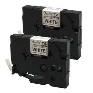 2PK Black on White Label Tape For Brother TZe-221 TZ-221 PT-1290 P-touch 9mm 8m - Picture 1 of 3