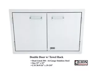 Lion Premium Grills Stainless Steel Double Door Towel Rack BBQ Island (L3322) - Picture 1 of 2