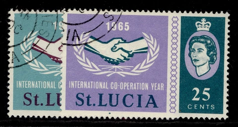 ST. LUCIA QEII SG214-215, 1965 Intl co-operation year set, FINE USED Cover