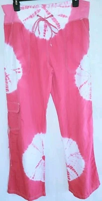 Pantalones de nailon KOS USA para mujer talla mediana tie dye elásticos cintura rosa blanco nuevos con etiquetas Foto 1 de 4