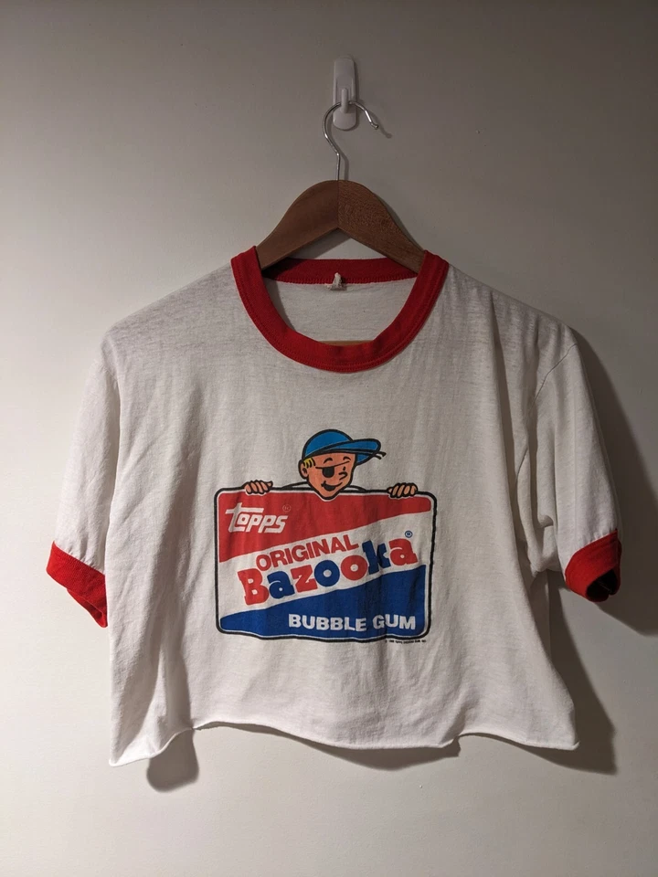 Camiseta corta grande blanca vintage 1988 Topps Original Bazzoka Bubble Gum Foto 1 de 4