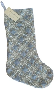 CHRISTIAN LACROIX Luxury Beaded Christmas Stocking Silver Holiday 22" Winter  - Picture 1 of 2