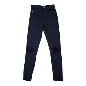Topshop Jaime schwarze kniehohe Taille-Hose im Used-Look Größe 26 - Bild 1 von 3