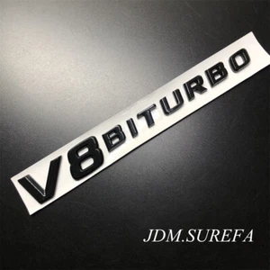 1Pcs Black V8 Biturbo Sticker Emblem Side Vent Fende Badge For Mercedes-Benz - Picture 1 of 12