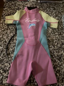 Girls Neoprene Wetsuit, UV Protection Wetsuit Sz Med Multicolor ￼Back Zip New - Picture 1 of 3
